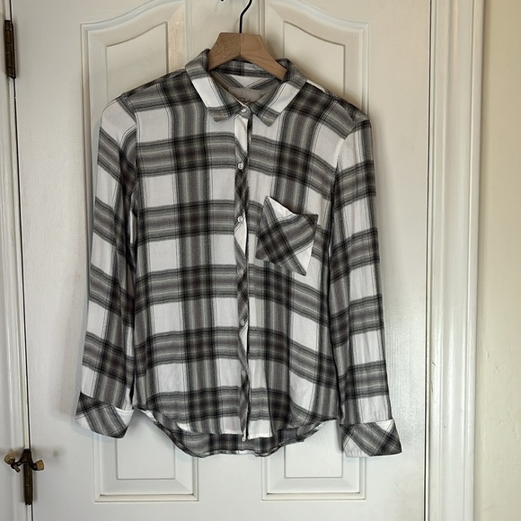 Rails | Hunter Button Down Plaid Flannel White Ash Mint Small Fall Cozy Campfire - Picture 5 of 12